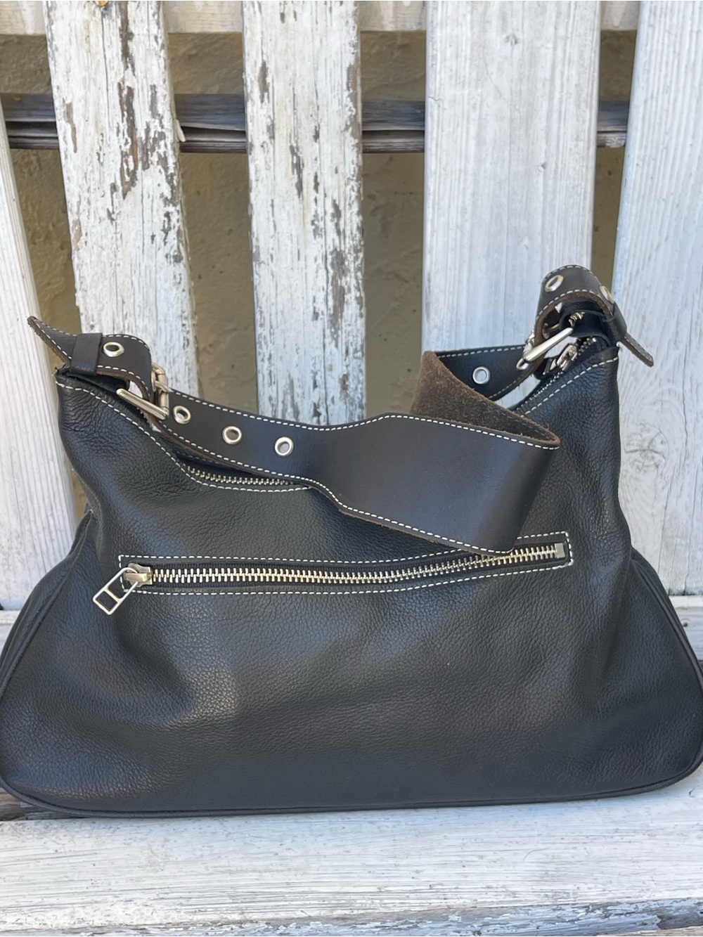 Harley-Davidson Women’s HD621 Black Leather Shoulder Bag Double Zipper Purse - Picture 2 of 15